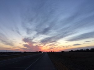 Pre-dawn light from roadside of Interstate 80 heading east out of Gothenburg NE