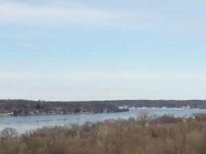 Mississippi river - formerly a rapids area but there are now a number of downstream dams and locks which have smoothed things out on this leg of the river