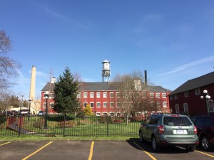 The Kay mill in Salem from the parking lot - a big building