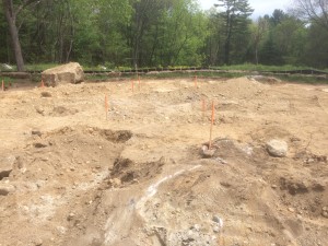 More footings locations - after removal of the last layer of soil - in the foreground is rock