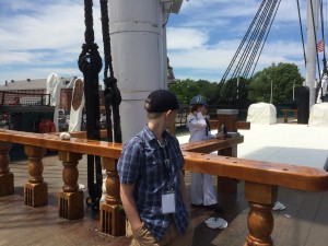 The deck of Constitution is the only thing you can tour at the moment.  Sebastian Pedersen checking things out