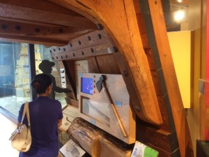 One of the exhibits in the museum, showing how trees became timbers and then became ships