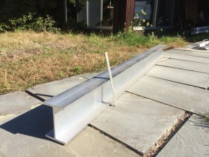 6" Aluminum I-Beam for supporting the island counter top via cantilevering. I think we will weld on a 1/4" aluminum plate to the top of the I-Beam for greater coverage