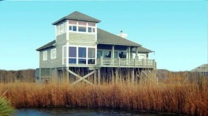 A house on pilings in a difficult location